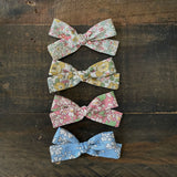 Skinny Ribbon Pigtail Bows, Liberty Pink Daisies