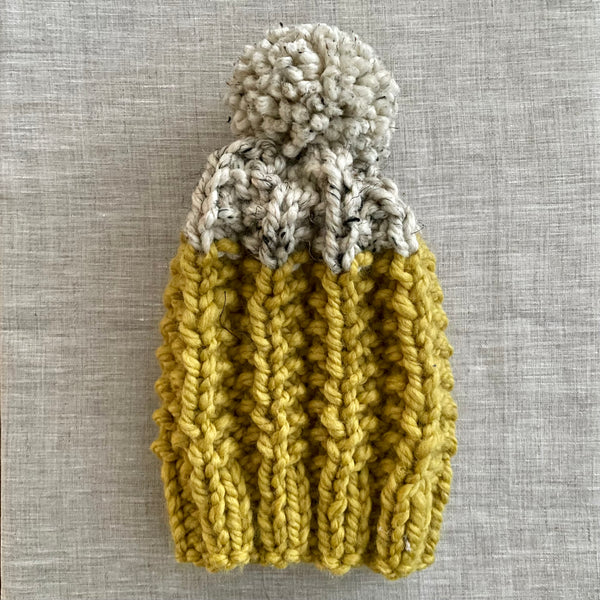 READY TO SHIP! Kids S, Colorblock Hat in Mustard/Oat