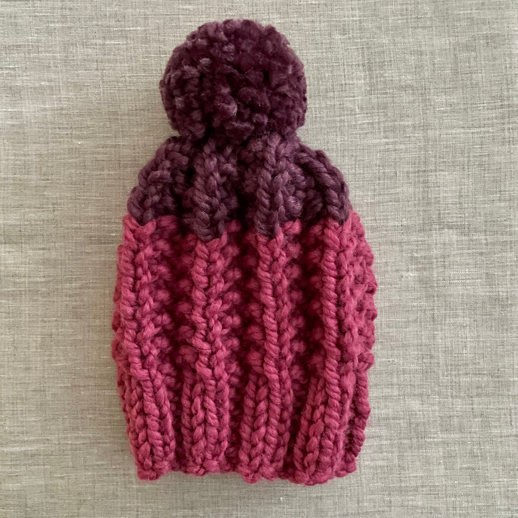 READY TO SHIP! Kids S, Colorblock Hat in Bubblegum/Fig