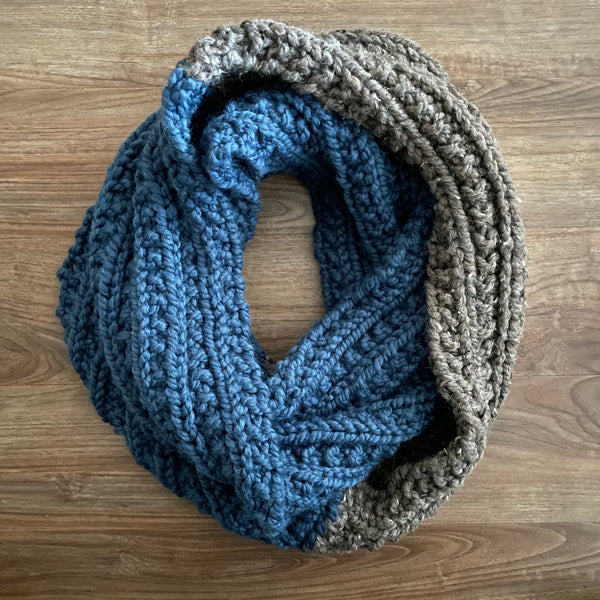 READY TO SHIP! Adult Emilia XL Scarf, Denim/Barley