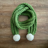 READY TO SHIP! Kid Mini Cameron Pompom Scarf, Grass/Ivory