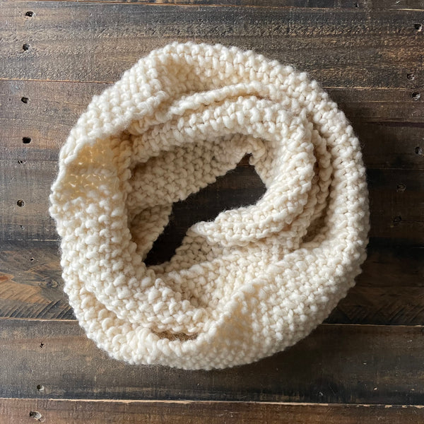 READY TO SHIP! Adult 100% Wool Hand Knit Scarf, Cream