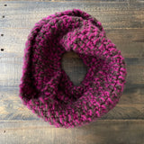 READY TO SHIP! Adult 100% Wool Hand Knit Scarf, Fuchsia/Chocolate