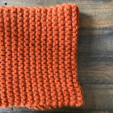 READY TO SHIP! Adult 100% Wool Hand Knit Cowl Scarf, Pumpkin