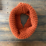 READY TO SHIP! Adult 100% Wool Hand Knit Cowl Scarf, Pumpkin