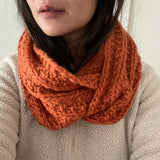 READY TO SHIP! Adult 100% Wool Hand Knit Infinity Scarf, Pumpkin