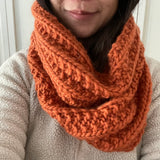 Ready to Ship! Adult 100% Wool Hand Knit Cowl Scarf, Pumpkin