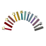 Shimmer Velvet Bar + Star Clip in Red, Set of 2