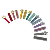 Shimmer Velvet Bar + Star Clip in Red, Set of 2