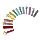 Shimmer Velvet Bar + Star Clip in Red, Set of 2