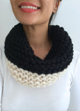 READY TO SHIP! Adult Alexa Colorblock Cowl Scarf, Black/Ivory