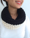 READY TO SHIP! Adult Alexa Colorblock Cowl Scarf, Black/Ivory