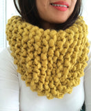 READY TO SHIP! Adult Naomi Extra Chunky Hand Knit Cowl Scarf, Mustard