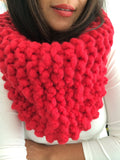 READY TO SHIP! Adult Naomi Extra Chunky Hand Knit Cowl Scarf, Red