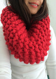 READY TO SHIP! Adult Naomi Extra Chunky Hand Knit Cowl Scarf, Red