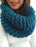 READY TO SHIP! Adult Naomi Extra Chunky Hand Knit Cowl Scarf, Peacock