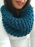 READY TO SHIP! Adult Naomi Extra Chunky Hand Knit Cowl Scarf, Peacock